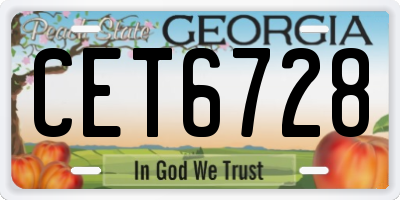 GA license plate CET6728