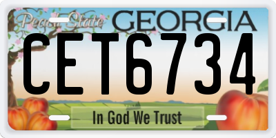 GA license plate CET6734