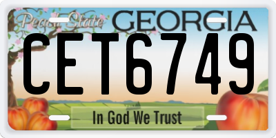 GA license plate CET6749