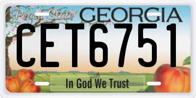 GA license plate CET6751