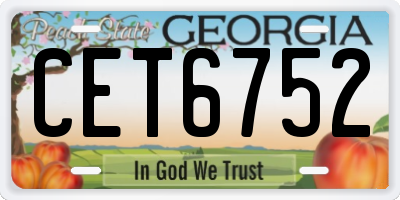 GA license plate CET6752