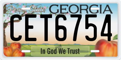 GA license plate CET6754