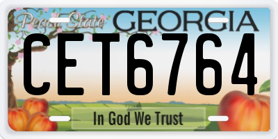 GA license plate CET6764