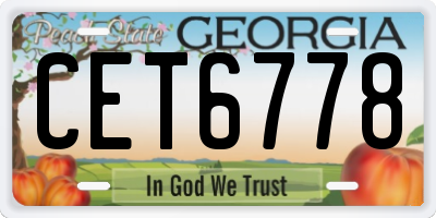 GA license plate CET6778