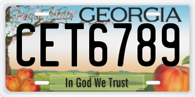GA license plate CET6789