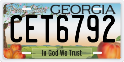 GA license plate CET6792
