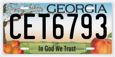 GA license plate CET6793