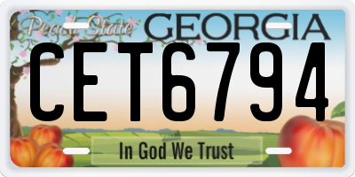 GA license plate CET6794