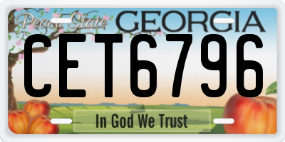 GA license plate CET6796