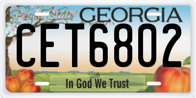 GA license plate CET6802