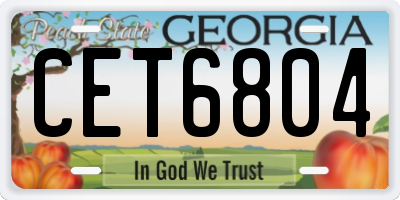 GA license plate CET6804