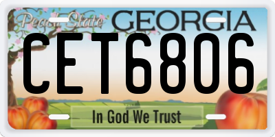 GA license plate CET6806