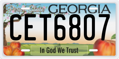 GA license plate CET6807