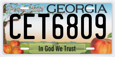 GA license plate CET6809