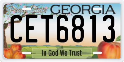 GA license plate CET6813