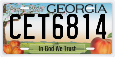 GA license plate CET6814