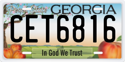 GA license plate CET6816