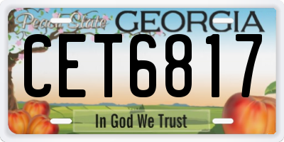 GA license plate CET6817