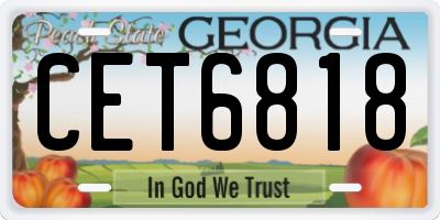 GA license plate CET6818
