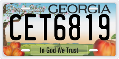 GA license plate CET6819
