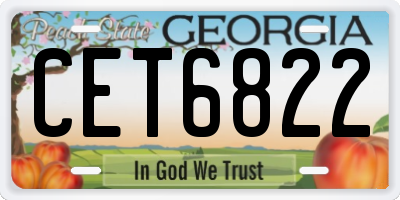 GA license plate CET6822