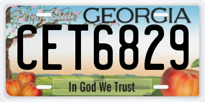 GA license plate CET6829