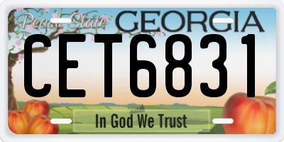GA license plate CET6831