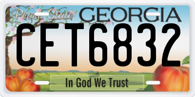 GA license plate CET6832