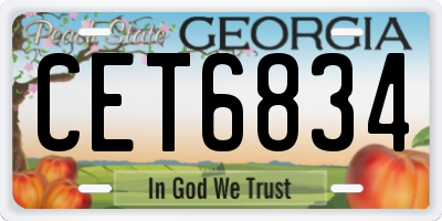 GA license plate CET6834