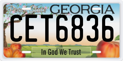 GA license plate CET6836
