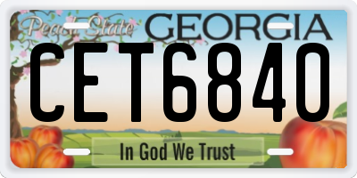 GA license plate CET6840