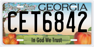 GA license plate CET6842