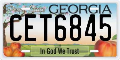 GA license plate CET6845
