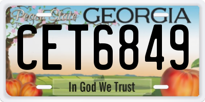 GA license plate CET6849