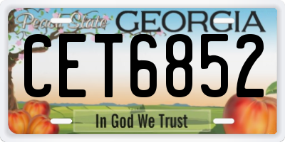 GA license plate CET6852