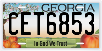GA license plate CET6853