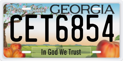 GA license plate CET6854