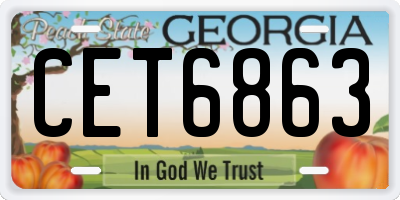 GA license plate CET6863