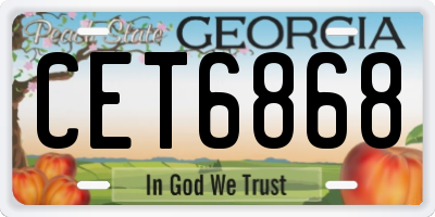 GA license plate CET6868