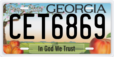 GA license plate CET6869