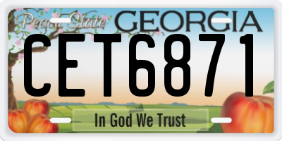 GA license plate CET6871