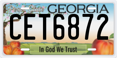 GA license plate CET6872