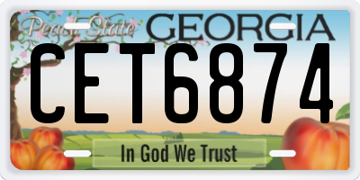 GA license plate CET6874