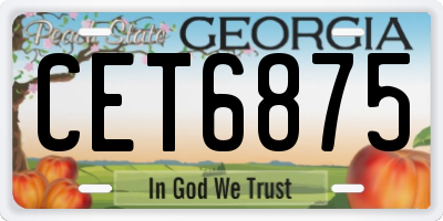 GA license plate CET6875
