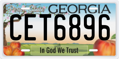 GA license plate CET6896