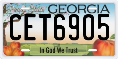 GA license plate CET6905