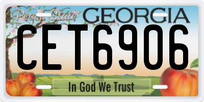 GA license plate CET6906