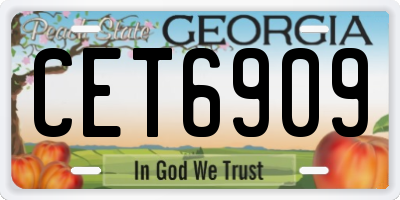 GA license plate CET6909