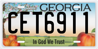 GA license plate CET6911