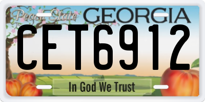 GA license plate CET6912